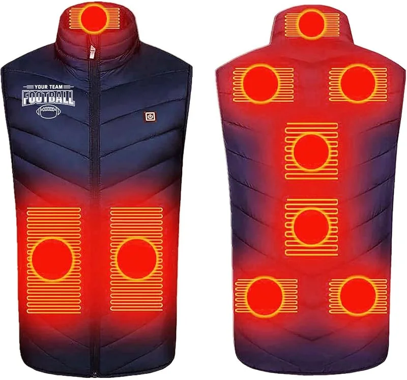 AEGJEGVD Beheizbare Weste Heizweste Herren Damen 9 Zonen Heizung 3 Temperaturregler Beheizte Weste (Ohne Powerbank) Winter Warm Draussen USB Aufladung Elektrische Heizweste — Heizkleidung