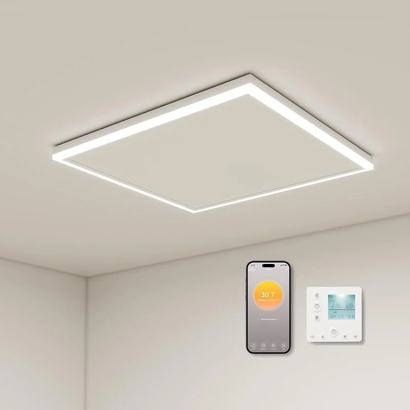 Infrarotheizung mit Thermostat 400 Watt, Deckenheizung Infrarot mit LED Beleuchtung, Infrarotheizung Deckenmontage, App Fernbedienung Steuerung, Decke Elektroheizung Heizplatte Heizkörper Heizpaneel — Heizung Warmepumpe