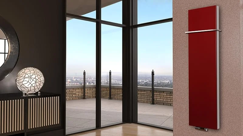 Badheizkörper Design Mirror Steel 6, 180 x 47 cm, 1964 Watt, rot + 1 Handtuchhalter Szagato Handtuchheizung Handtuchwärmer Design Heizkörper Mittelanschluss Bad Heizkörper flach — Heizung Warmepumpe