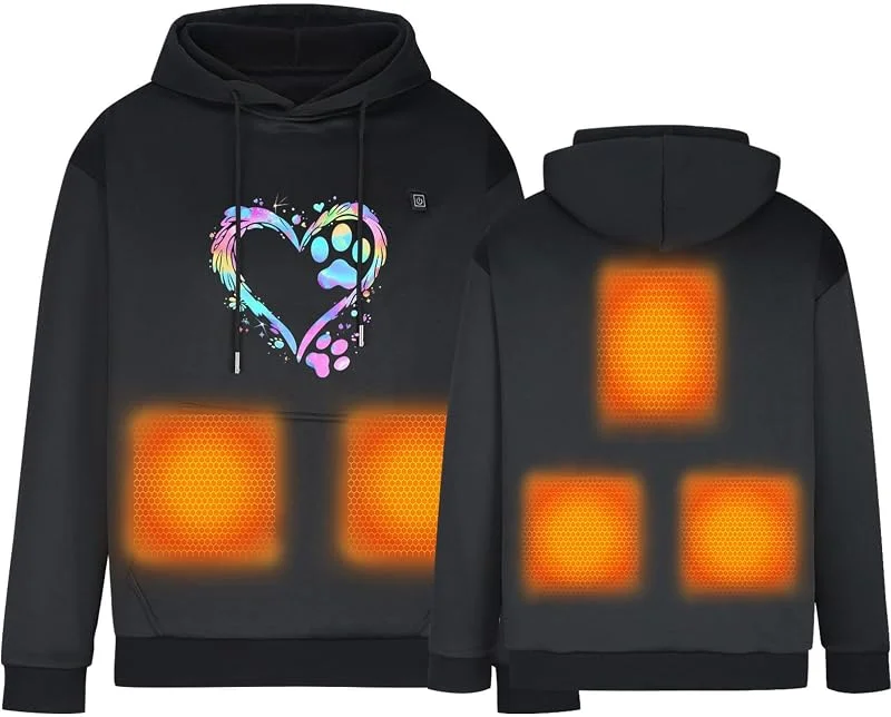 Ybing Beheizte Hoodie Damen und Herren Elektrisch Beheizbare Kapuzenpullover Modische Heheizte Sweatshirt mit Kapuze Locker Kapuzenpulli Warme Hoody Oberteile Autumn Winter Langarmshirt mit Tasche — Heizkleidung