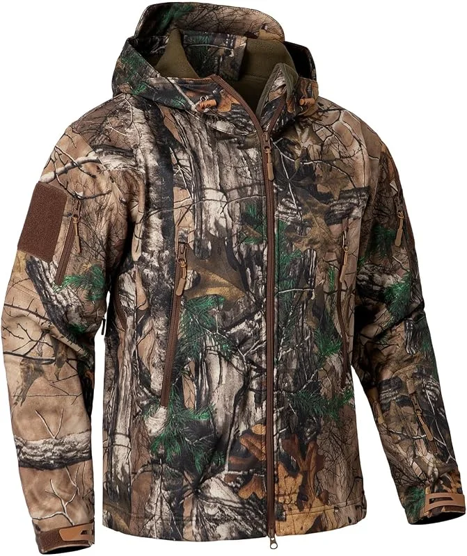 CARWORNIC Herren Outdoor Wasserdicht Soft Shell Hooded Tactical Jacke Warm Fleece Militär Wandern Jacke — Heizkleidung