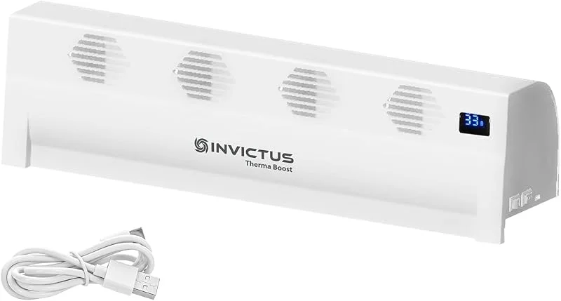 Genius Invictus Therma Boost Basic Akku Heizverstärker 2 Modi Display, Kabellos, Wärme Verteilung, Heizkörper Ventilator Heizungsaufsatz mit integrierter Thermostat Sparen Energie Heizkosten — Heizung Warmepumpe