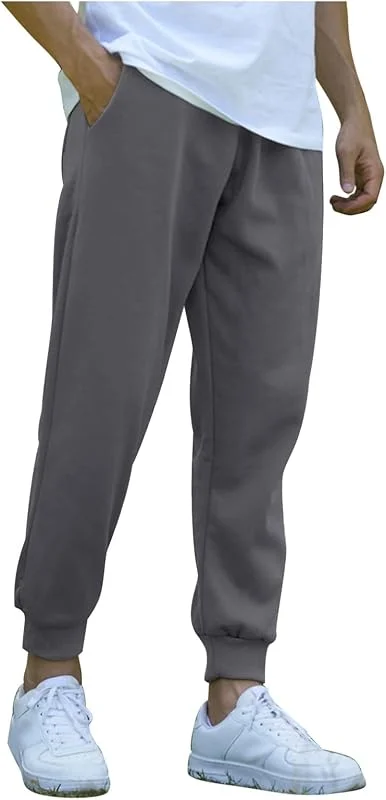 Generisch Jogginghose Herren Sporthose Baggy Herren Lang Baumwolle Casual Freizeithose Leichte Trainingshose Männer Weites Bein Sweathose mit Taschen und Kodelzug — Heizkleidung