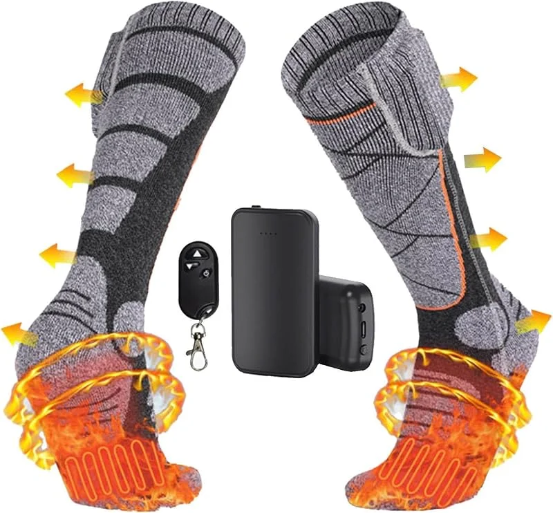 Wiederaufladbare beheizte Socken, Temperaturkontrolle, 3 Stufen, Fußwärmer — Heizkleidung