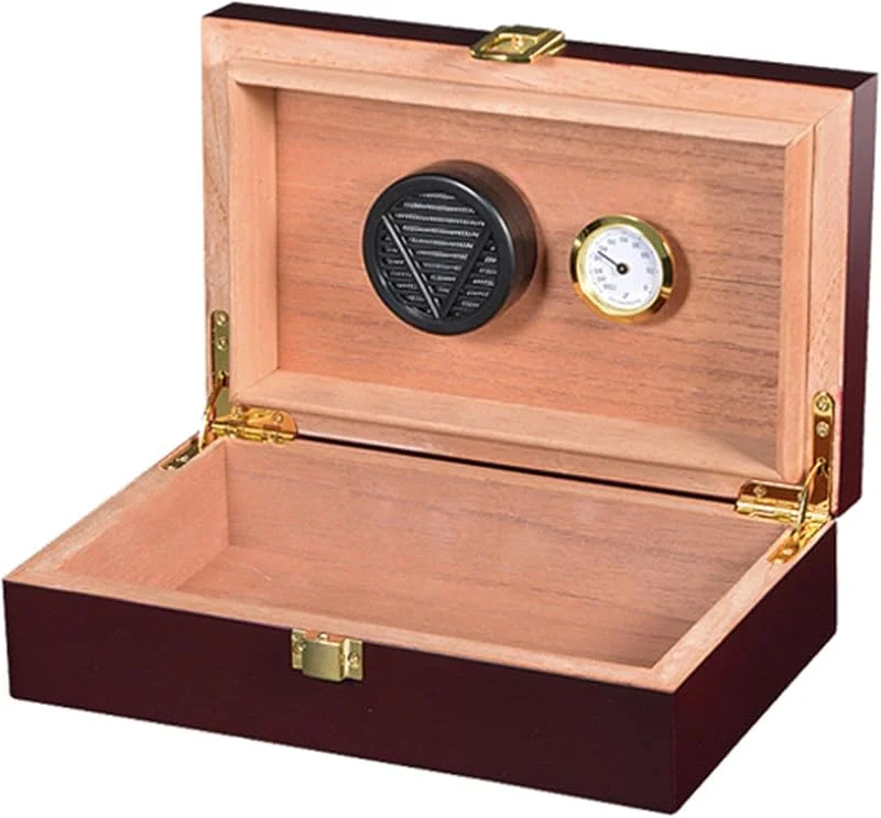 Desktop-Zigarren-Humidor für 15–20 Zigarren – Handgefertigter Humidor aus Spanischem Zedernholz - Tragbare Zigarrenschachtel mit Hygrometer und Luftbefeuchter für Geschenkreisen