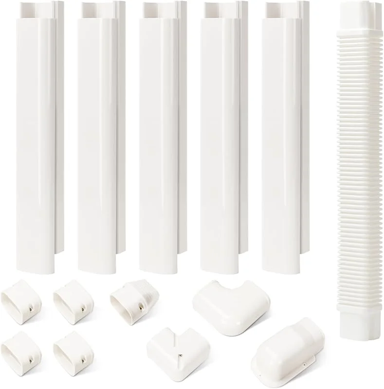 7, 6 cm B 2, 9 m L Line Set Abdeckung Kit für Mini Split Klimaanlagen, dekorative PVC Slim Line Abdeckung für zentrale AC & Wärmepumpen, Systeme Rohrabdeckung — Heizung Warmepumpe
