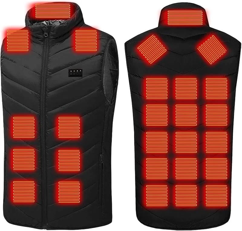 UHouse Beheizbare Weste Damen Outdoor Heizweste mit 17, 21, 26, 27, 28, 29, 31 Heizzonen USB Elektrische Beheizte Westen Einstellbare Beheizbar Steppweste Ärmellos Heizjacke Winter Daunenweste mit Heizung — Heizkleidung