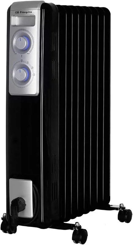Orbegozo Ölradiator RN 2000, 9 Heizelemente, 2000 W, LED-Licht, regelbares Thermostat, Kabelaufwicklung, Lenkrollen — Heizung Warmepumpe