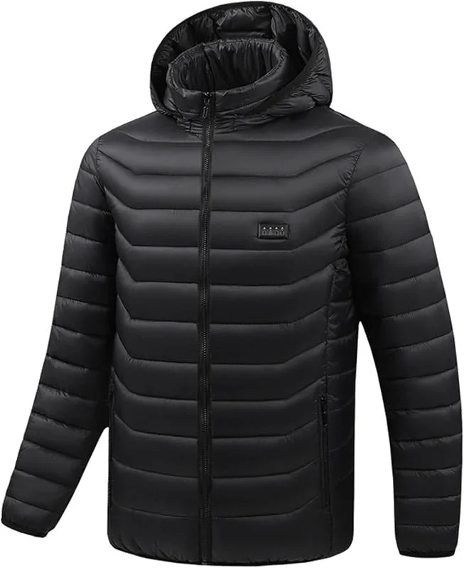 Heizjacke Herren Beheizbare Jacke mit Kapuze USB Elektrische Beheizte Jacken mit 24 Heizzonen Beheizbar Steppjacke Outdoor Winterjacke mit Heizung Winter Funktionsjacke Männer Daunenjacke Skijacke — Heizkleidung