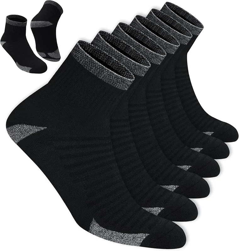 BLITZSOX 6 Paar Herren Sportsocken aus Baumwolle, Lauf- & Trainersocken, DRI-WIK Feuchtigkeitskontrolle, Gepolstertes Fußbett mit Fußgewölbe-Kompression, Verstärkte Ferse & Spitze — Heizkleidung