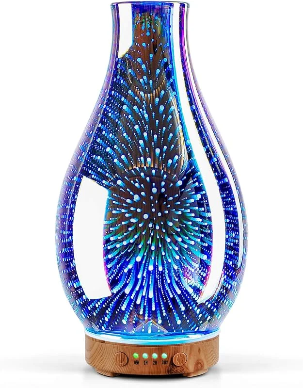 Porseme 100ml Aroma Diffuser für ätherische öle, Handgeblasen Glas Silver — Luftbefeuchter
