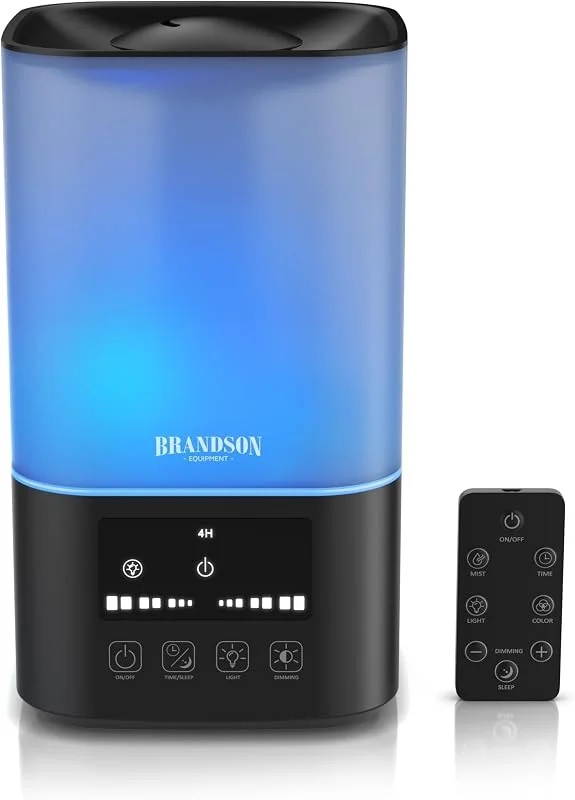 Brandson - Luftbefeuchter 2, 5 Liter - sehr leise 30dB - Fernbedienung - Display digital – 3 Nebelstufen - 7 Helligkeitsstufen - RGB - Schlafmodus - Schlafzimmer Kinderzimmer Wohnzimmer