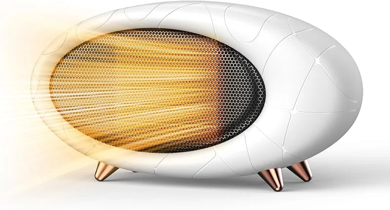 600W Heizlüfter Klein Energiesparend, PTC Keramik Heizung leise, für den Innenbereich, Schlafzimmer, Heimbüro, (Weiß) — Heizung Warmepumpe