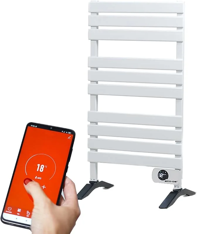 ECODE® Handtuchheizkörper Elektrisch- Badheizkörper mit WLAN über die Tuya-App, 500W - Handtuchtrockner mit LED-Bildschirm, 10 Stäbe - Elektrischer Handtuchwärmer Wandheizkörper Aluminium IP24 — Heizung Warmepumpe