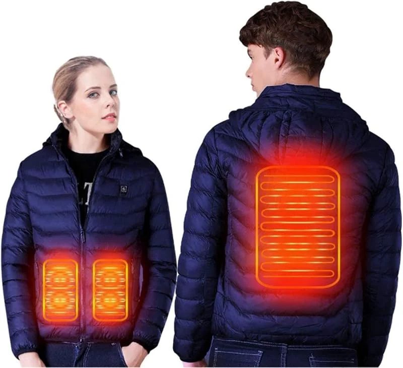 Wärmeweste-Upgrade-Beheizter Jacke T Batteriepack 5V (Unisex), Beheizter Mantel Für Frauen Und Männer T Abnehmbarer Kapuze — Heizkleidung