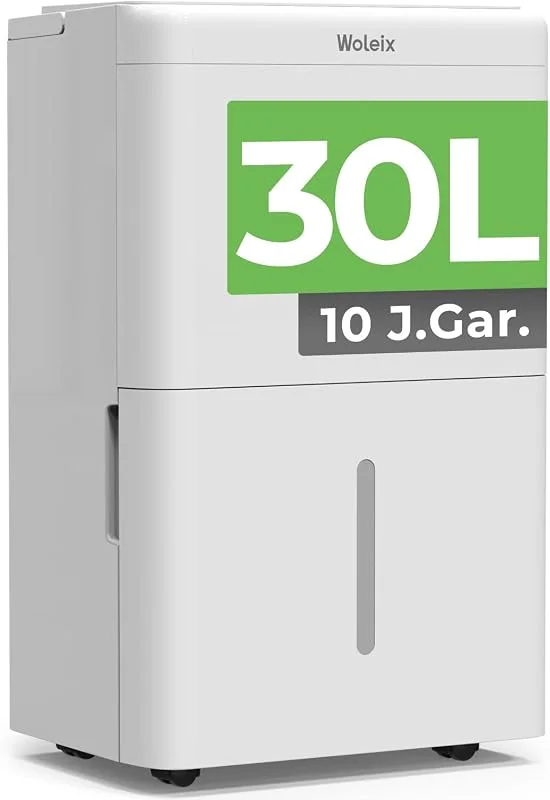 Woleix Luftentfeuchter elektrisch 30L, Entfeuchter elektrisch für Keller, Raumentfeuchter elektrisch 40dB für Räume bis zu 245m³, 90m², mit Filter und 1M Ablaufschlauch, Timer, 10 J. Gar. — Luftbefeuchter