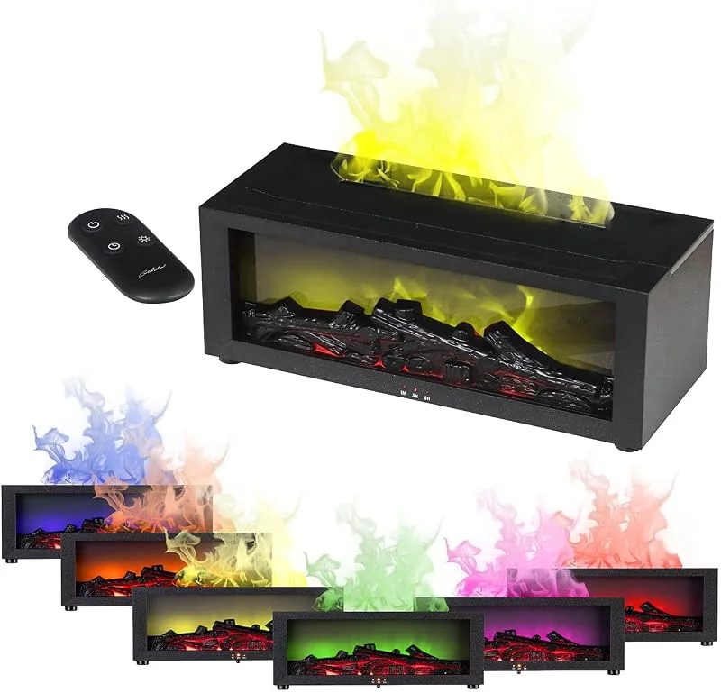 Carlo Milano Kamin Diffuser: Aroma-Diffusor-Kamin mit 7-Farbiger Beleuchtung und Flammen-Effekt (Aroma Diffuser, Raumbefeuchter, 3D) — Luftbefeuchter