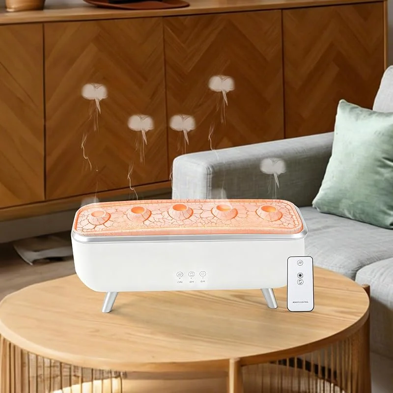 Quallen-Zerstäuber-Diffusor, 300 ml Quallen-Nebel, leiser Aromatherapie-Luftbefeuchter mit dynamischem Umgebungslicht, 4H, 8H Timing-Funktion, 5 Düsen für Zuhause, Schlafzimmer, Büro