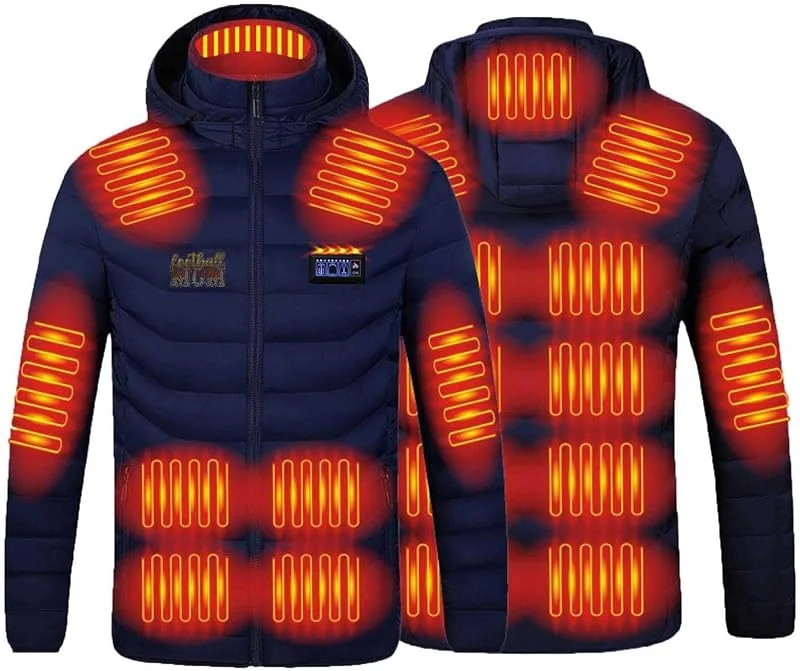Generisch Heizjacke Damen Beheizbare Jacke mit Heizung Outdoorjacke 4 Heizstufen USB Elektrische Beheizte Jacke mit 21 Heizzonen Winterjacke Beheizbare Pufferjacke Heizmantel Kapuze Funktionsjacke — Heizkleidung