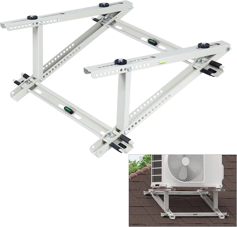 Mini-Split-Halterung Für Klimaanlage, Verstellbare Dachmontage, Für Kanallose Mini-Split-Wärmepumpe, 9000–24000 BTU, Unterstützt Bis Zu 136 Kg, Schwarz — Heizung Warmepumpe