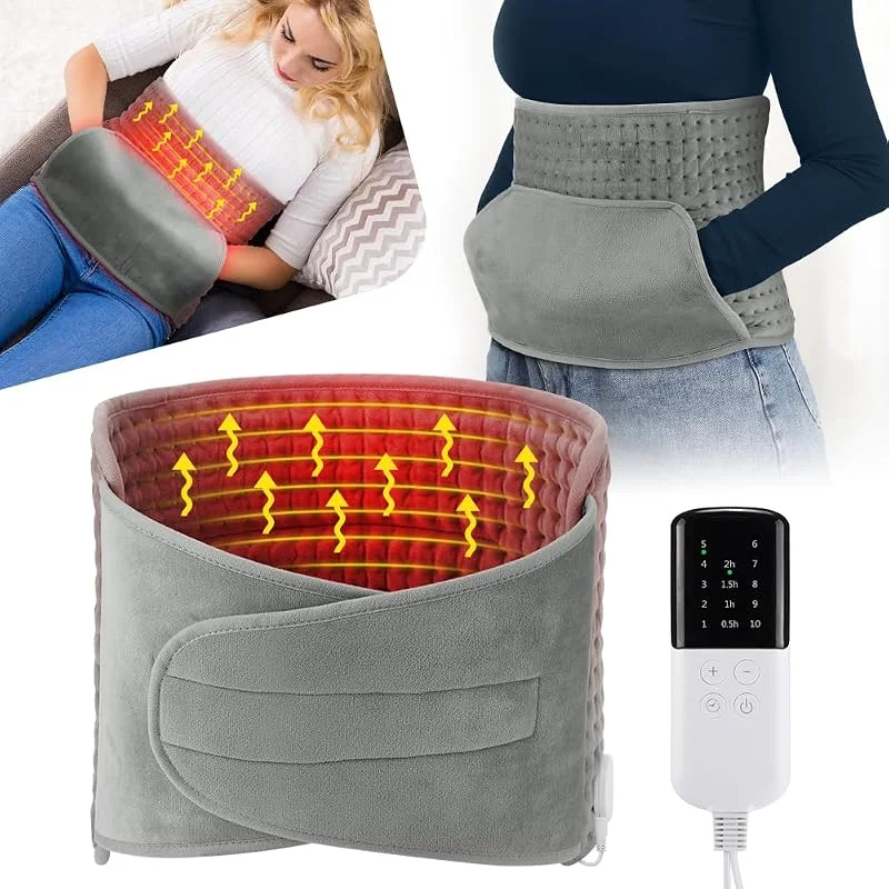 Elektrisches Beheizter Gürtel mit Tasche, 10 Heizstufen, 4 Timer, Heizgürtel für Rücken, Schulter, Nacken, Lendenwirbelsäule, Flankenschmerzen, maschinenwaschbar, Unisex, Geschenke für Liebende, Eltern — Heizkleidung