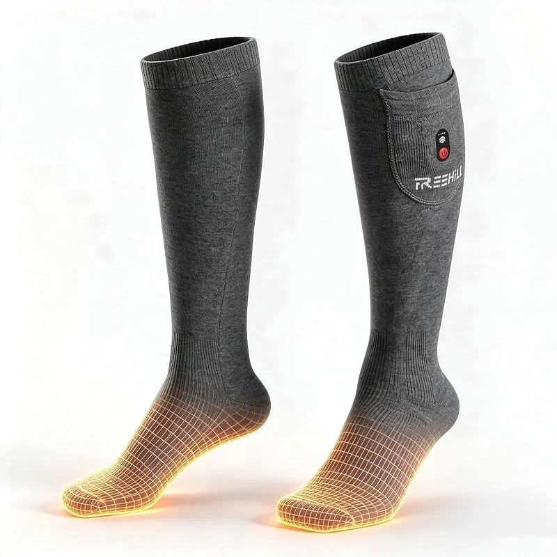 FREEHILL Merino-Wolle-Heizsocke für Frauen und Männer – 7, 4V, 16-Stunden — Heizkleidung