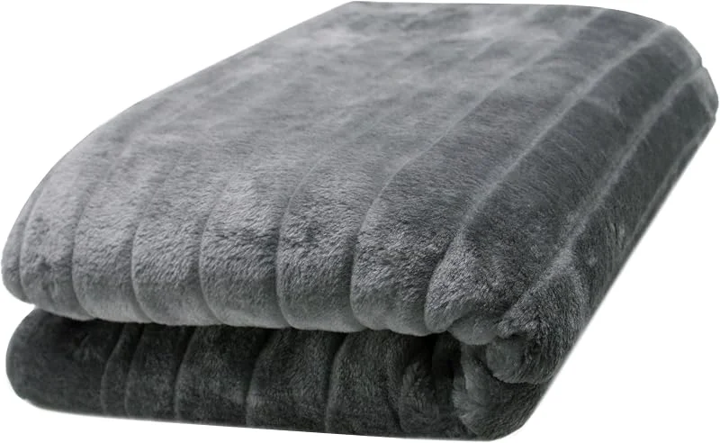 ZOLLNER Kuscheldecke in 150x200 cm - kuschelige und warme Sofadecke - waschbar bis 30°C - wunderschöne Felloptik in grau - Hotelqualität - Oeko Tex® Zertifiziert — Heizung Warmepumpe