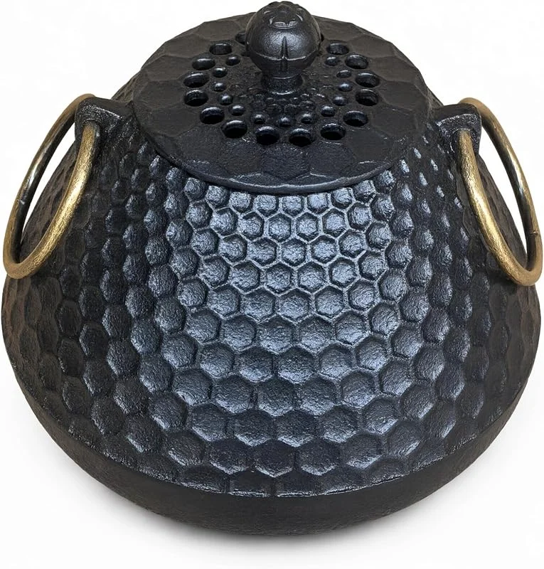 YJX 1.7QT Schwarzer Gusseisen-Kamin-Luftbefeuchter, Holzofen-Dampfgarer