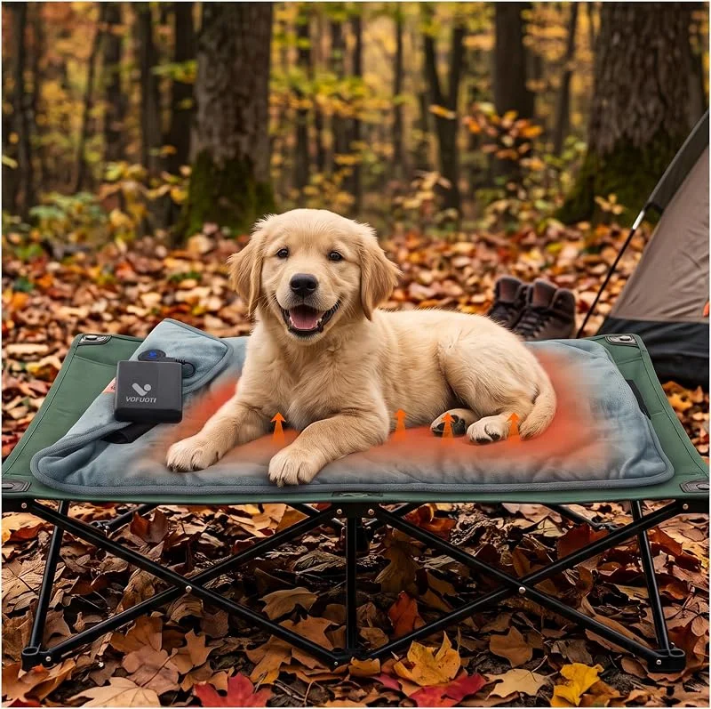 Heizdecke für Hunde & Katzen mit Akku Kabellos, 10000mAh, Heizkissen Hundedecke für Unterwegs, Haustiere Wärmedecke Outdoor mit 3 Heizstufen, Katze Heizmatte, Beheiztes Hundematte, Welpen Thermodecke 60*30 — Heizung Warmepumpe