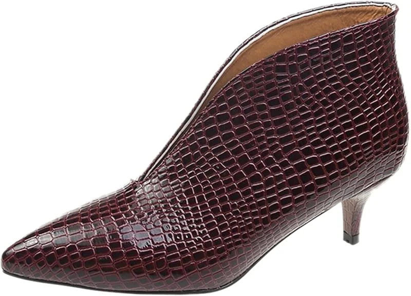 Stiefeletten mit Nadelabsatz für Damen, Leder, sexy, Booties, spitzer Kopf, elegant, Slip-On-Stiefel, Stiefel, Vamp, offen, Stiefelette, stylisch, rot, 37 EU — Heizkleidung