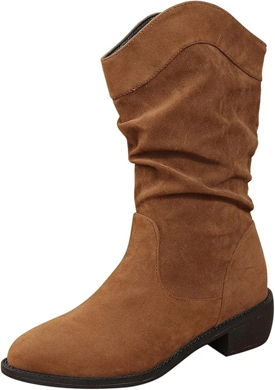 Damen kniehoch Stiefel Reitstiefel Brown Lederstiefel mit dem Blockabsatz Winter Herbst Stiefel Westernstiefel Stiefel 70er Jahre Motorrad Reitstiefel — Heizkleidung