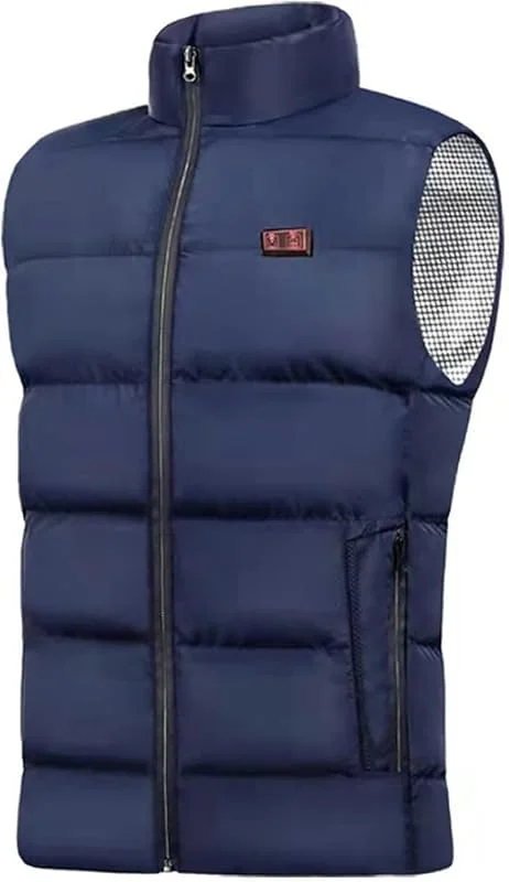 Beheizbare Winterweste for Damen und Herren mit USB-Ladefunktion, waschbar und warm, mit 9 Heizzonen, ideal for Outdoor-Aktivitäten wie Skifahren, Wandern, Jagen und Camping.(Bleu, M) — Heizkleidung