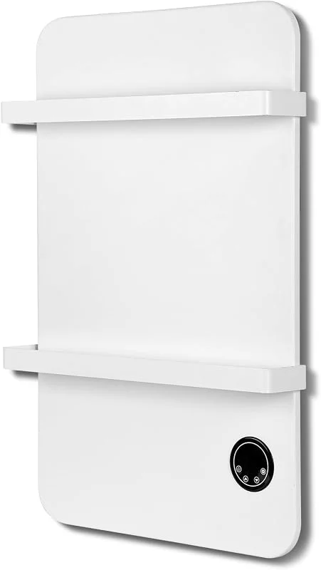 600W Infrarotheizung Wandmontage Infrarot Thermostat auf App, Wifi Touch Elektroheizung mit Fernbedienung und 2 Handtuchhalter, Infrarot-Heizung, Handtuchheizung, Weiß — Heizung Warmepumpe