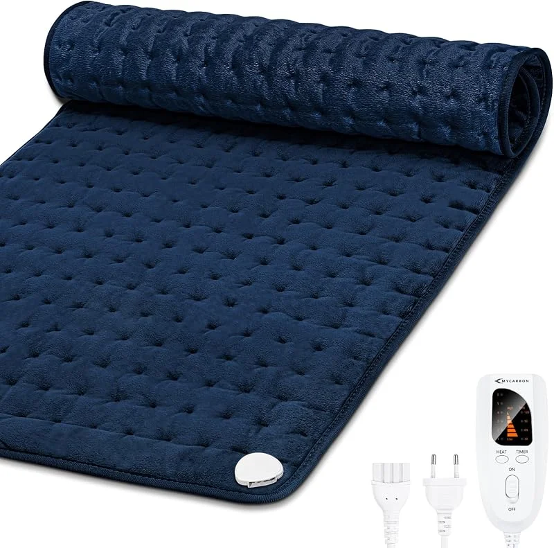 MYCARBON Heizkissen Rücken 92x50cm Wärmekissen mit 6 Heizstufen 4 Timerstufen waschbar Heizdecke mit Abschaltautomatik für Schulter Nacken Bauch Dunkelblau — Heizung Warmepumpe