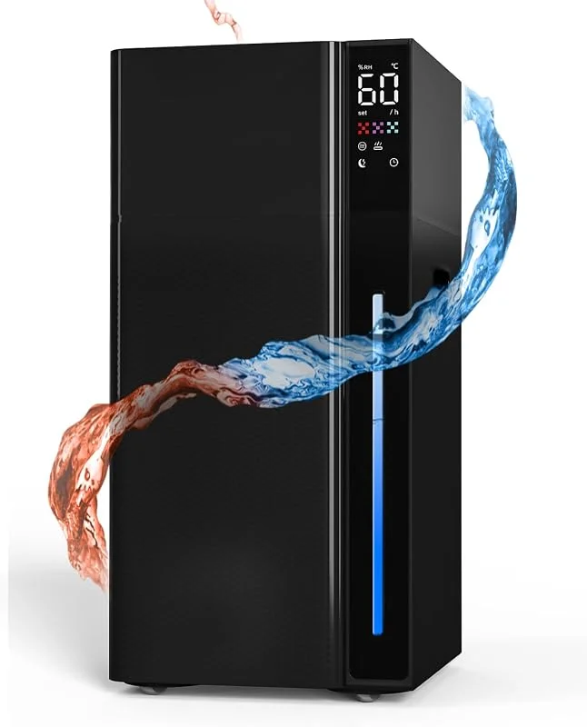 Luftbefeuchter Große Räume 20L, Warm&Kalter Nebel Humidifier bis 100 m² Zuhause Raumbefeuchter, 360° Doppeldüsen Ultraschall Luftbefeuchter, Schlafzimmer, Wohnzimmer, Büro, Pflanzen, kommerzielle, Schwarz