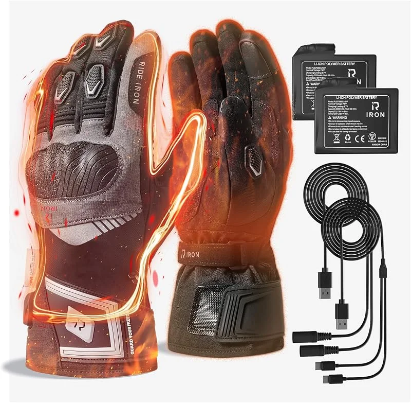 RIDEIRON Beheizbare Motorradhandschuhe 3000mAh Touchscreen MG7501H — Heizkleidung