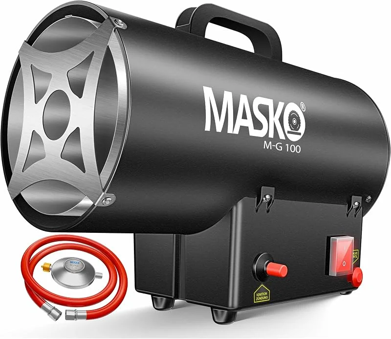 Masko® Gasheizgebläse Gasheizer Heizkanone Gasheizstrahler 10 KW Bauheizer Gas Heizgerät heizstrahler Heißluftgenerator inkl. Gasschlauch & Druckminderer Heizgebläse für handelsübliche Gasflaschen — Heizung Warmepumpe