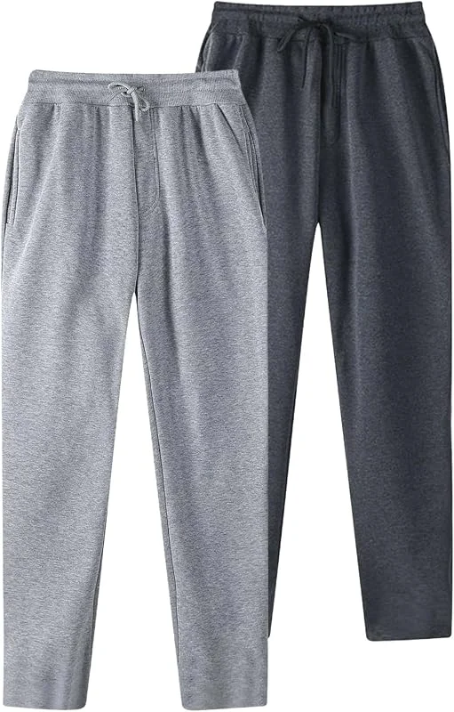 Generisch 2er Pack Jogginghose Herren Einfarbiger Baggy Hose mit Kordelzug und Taschen Männer Sporthose Wanderhose Trainingshose Outdoor Hosen für Lässiges Fitnessstudio und Joggen — Heizkleidung