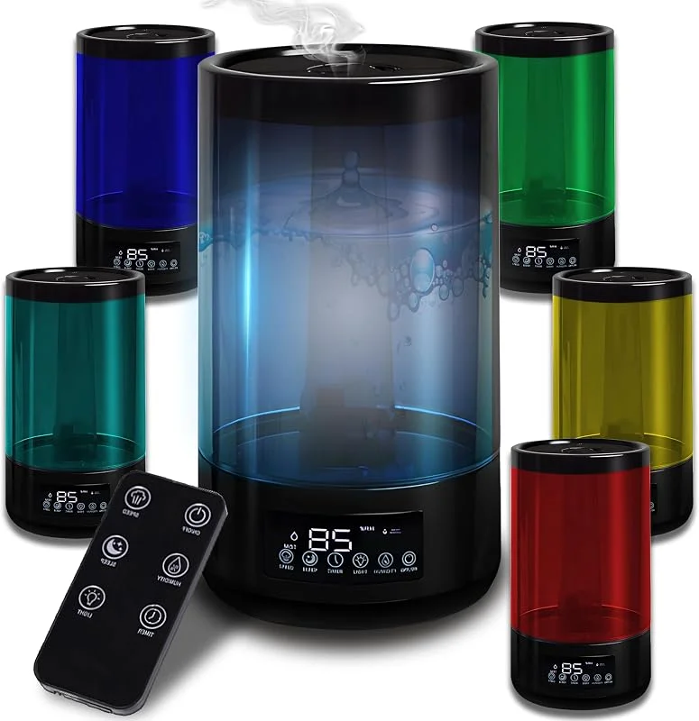 Retoo 4, 5L Luftbefeuchter mit 360° Drehdüse, Ultraschall Aroma Diffusor, Nachtlicht, Automatischer Abschaltung, Leise 24 dB, für Schlafzimmer, Kinderzimmer, Pflanzen, Büro