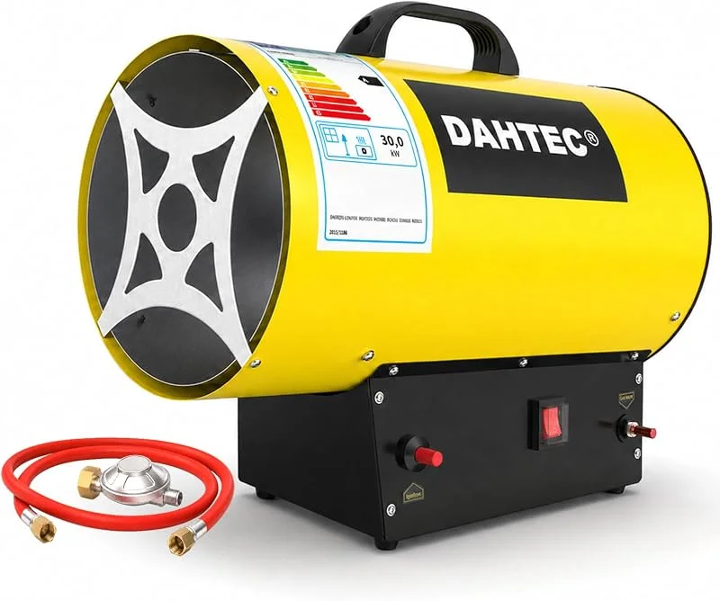 DAHTEC Gasheizgebläse 30 kw Tragbar Heizkanone Gasheizer Bauheizer Luftmenge 1000 m³, h Heizlüfter Gas Elektroheizer für Baustellen, Garage — Heizung Warmepumpe