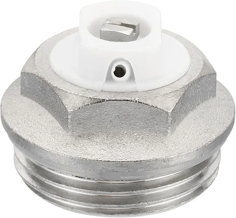 PATIKIL 1" BSP Stecker Gewinde Manuelles Heizkörper Entlüftung Steckventil Vernickelt Messing Stecker für Heizkörper Silber Weiß — Heizung Warmepumpe