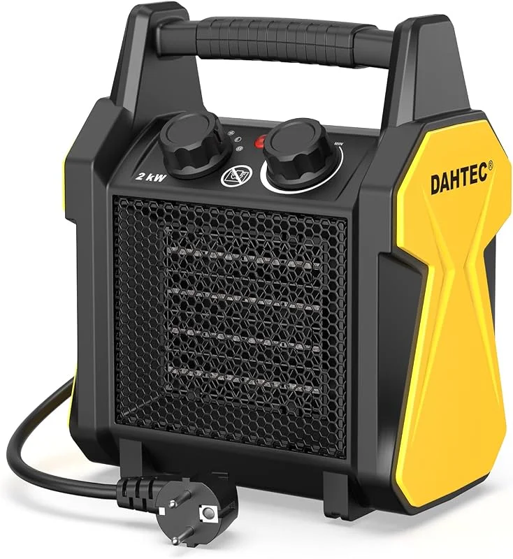 DAHTEC Keramik Heizlüfter 2000 Watt PTC Elektroheizer mit Thermostat — Heizung Warmepumpe