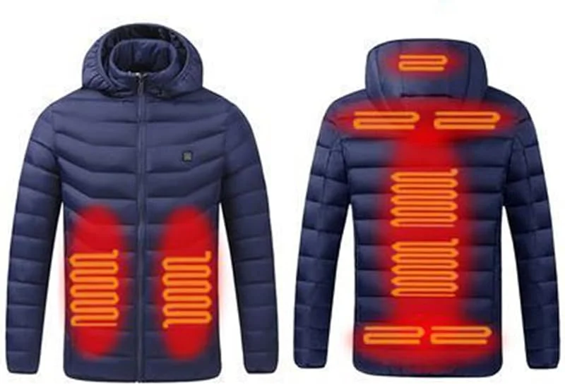 Herren Beheizbare Jacken Outdoor-Mantel USB-Aufladung Kapuzenjacken Warme Winter-Thermokleidung Powerbank Nicht Im Lieferumfang Enthalten — Heizkleidung