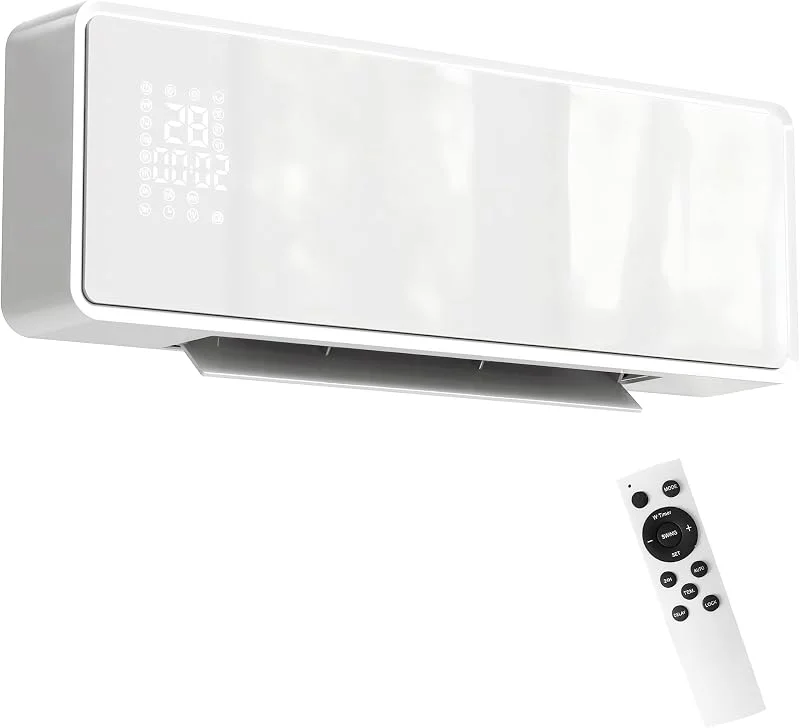 HOMCOM Wand Heizlüfter 2000W mit 2 Leistungsstufen, LED-Display, Weiß — Heizung Warmepumpe