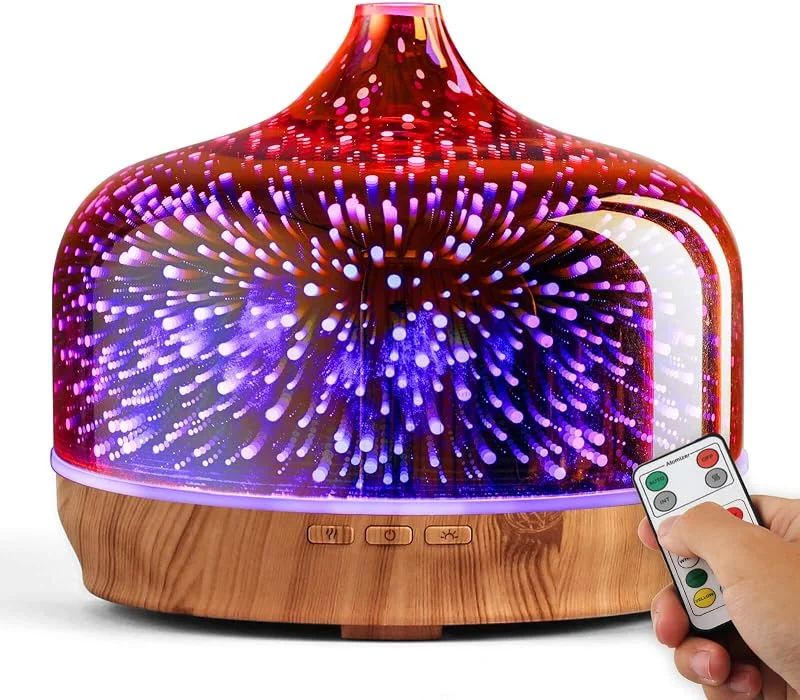 Porseme Aroma Diffuser 500ml, Handgeblasen Luftbefeuchter mit Fernbedienung