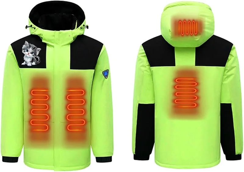Beheizbare Jacke mit 4 Heizzonen, Wasserdicht Winddicht Regendicht Schneeschutz warm Softshell Winterjacke Herren Damen, Wintermäntel Outdoor Heizjacke Wärmende für Winter Outdoor Wandern Skifahren — Heizkleidung