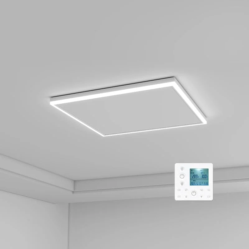 Infrarotheizung Deckenmontage 400 Watt, Infrarot Deckenheizung mit LED Licht Beleuchtung, Infrarotheizung Decke mit Thermostat Fernbedienung, Elektroheizung Heizplatte Heizpaneel Heizkörper 65, 5x63cm — Heizung Warmepumpe