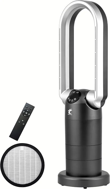 OceanLoong Heizlüfter Energiesparend mit HEPA Luftreiniger - Fernbedienung 120° Oszillation Timer - 1500W Elektrische Heizung, PTC Keramik Heizlüfter (Schwarz) — Heizung Warmepumpe