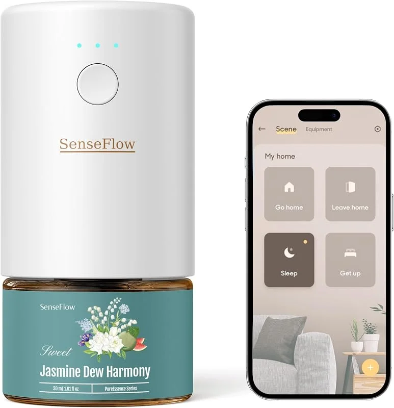 Aroma Diffuser für Ätherische Öle Smart Wi-Fi SF101S Pro, Wasserloser Ultraschall Duftstecker Raumduft, 100% pflanzlich Lufterfrischer, 120 Tage Aroma für Zuhause - Jasmin-Tau-Harmonie — Luftbefeuchter