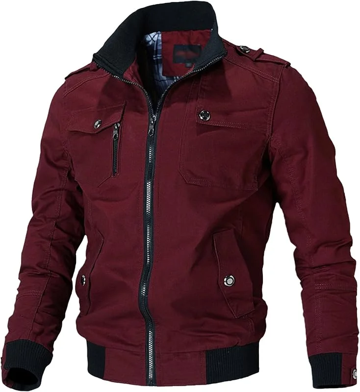 Herren Winter Baumwolle Militär Jacke Multi-Pocket Stehkragen Cargo Bomberjacke Lässiger Windbreaker Armeemantel — Heizkleidung